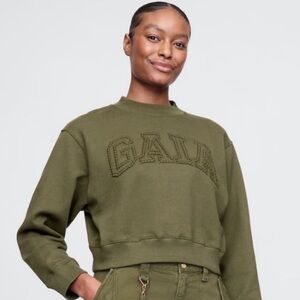 ‼️NWT | SOLD OUT | Ltd. Edition Gap x Cult Gaia Cropped Sweatshirt in Olive | M